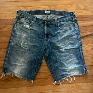 Custom distress baggy jorts (Hudson USA denim)